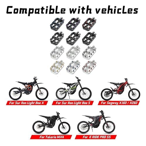 Colored Nail Foot Pedals Aluminum Alloy Pedals for Surron Light Bee X/S,Segway X160/X260,Talaria MX4,E Ride PRO SS, Black thumbnail 2