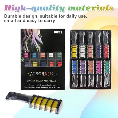 10 Colors Hair Chalk Combs, Festive Fun Hair Combs for Girls,Temporary Hair Colour Dye | Easy Wash Out, No Residue | Skin-Safe for Kids, Teens, Adults | Christmas, Party, Cosplay DIY (1 Set) thumbnail 7