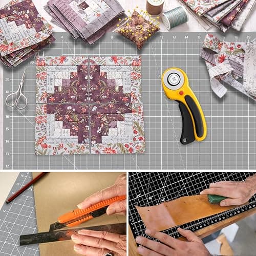 Headley Tools Thickened 24 x 36 Inch Self Healing Sewing Cutting Mat, A1 Rotary Cutting Sewing Mat for Crafts, Double Sided 5-Ply Table Cutting Board for Fabric Quilting Leather Hobby, Grey/Black thumbnail 5