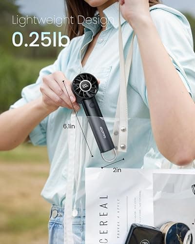 Gaiatop Portable Mini Fan, 3 Speed Handheld Fans with Power Display Flashlight, USB Rechargeable Battery, Lightweight Personal Cooling for Women Men Indoor Outdoor Travel Black - Black thumbnail 3