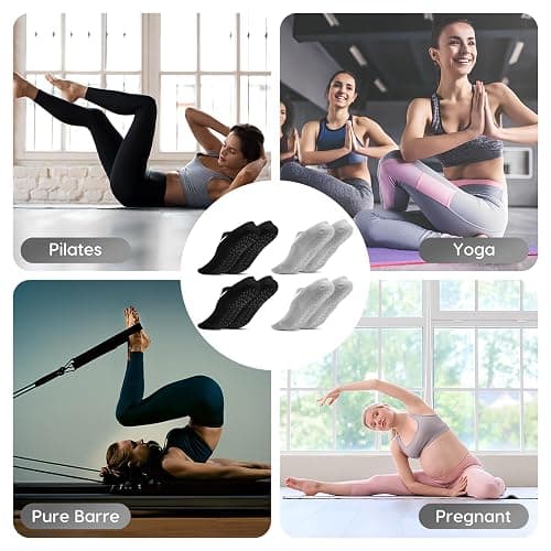 Yoga Socks for Women Non Slip, 4 Pairs Grip Pilates Socks Women,Reformer Pilates Socks for Pilates, Ballet, Barre, Yoga,Dance thumbnail 7