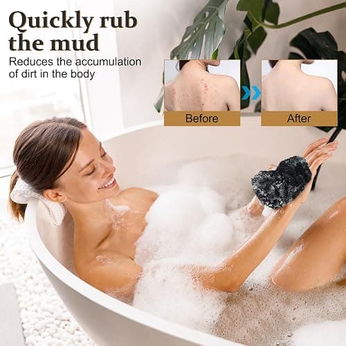 African Net Sponge Authentic with Knots, Exfoliating Bath Sponge & Body Scrubber for Dead Skin Removal, Long Flat Back Scrubber for Foot, Scalp and Body Wash, by Starhot (1-Pack Black) thumbnail 6