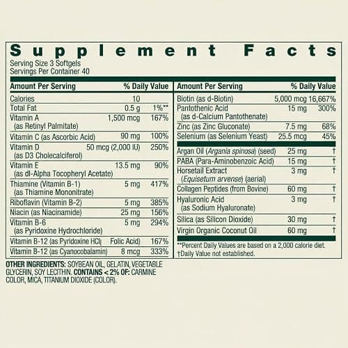 Spring Valley Extra Strength Hair, Skin & Nails Dietry Supplement 120ct 5000 mcg | 5000 mcg, Dietary Supplement thumbnail 5