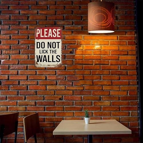 Vintage Metal Tin Sign Please Do Not Lick The Walls Posters Wall Art for Dorm Home Office Room Decor 8X12inch thumbnail 2