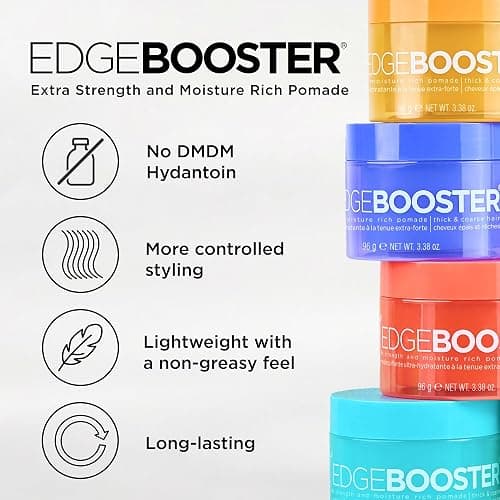 Style Factor Edge Booster Extra Strength & Moisture Rich Pomade | Strong Hold Edge Control Gel for Thick & Coarse Hair | High Shine, Non-Greasy Styling | Pink Sapphire, 3.38 oz thumbnail 2