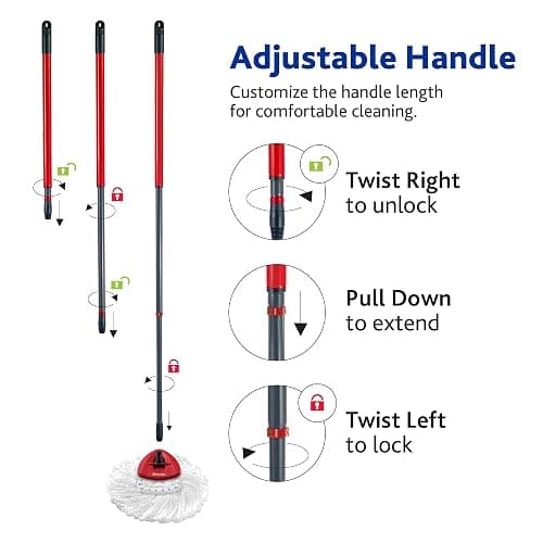 O-Cedar EasyWring Microfiber Spin Mop, Bucket Floor Cleaning System, Red, Gray, Standard thumbnail 11