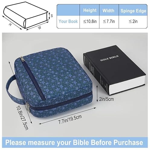 Bible Cover Case for Women, Quilted Bible Cover Bag with Handle for Girls, Bible Carrying Case Study Supplies Accessories for Women thumbnail 3