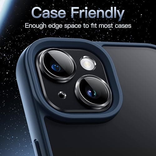 JETech Camera Lens Protector for iPhone 15/15 Plus, Midnight, 1-Pack | Full-Coverage 9H Tempered Glass, Matte Metal Finish, Case-Friendly, HD Clear thumbnail 7