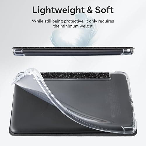 CoBak Case for 6" Kindle 11th Gen (2024 and 2022 Release) - Ultra Slim Transparent Clear TPU Back Shell Protective Cover with Auto Wake/Sleep for Kindle 11th Generation 2024 Release, Glitter Black thumbnail 7