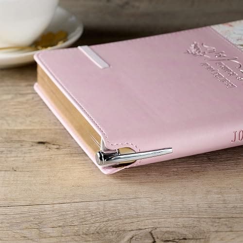 Christian Art Gifts Classic Journal w/Pen Holder & Elastic Closure, Done in Love - 1 Corinthians 16:14 Bible Verse, Inspirational Scripture Notebook w/Ribbon Marker, 336 Lined Pages, Pink Florals thumbnail 7