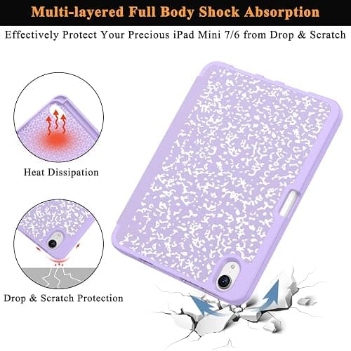 Soke Case for iPad mini 7(A17 Pro) 2024/iPad Mini 6 2021 8.3 inch with Pencil Holder-[Pencil Charging + Auto Wake/Sleep], Soft TPU Back Cover for iPad mini 7th/6th Generation(Book Lilac) thumbnail 5