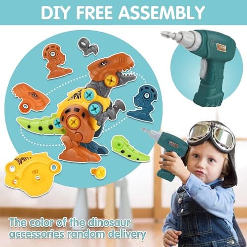 Dreamon Dinosaure Jouet Enfant Garcon 3 4 5 7 8 Ans avec Boîte de Rangement Perceuse Électrique DIY Construction Puzzle Jouet Cadeau pour Garçons Filles thumbnail 4