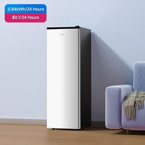 BANGSON Upright Freezer, 7.0 Cu.ft Stand Up Freezer, Convertible Upright Freezer/Refrigerator, Single Door for Kitchen,Garage, Office, Apartment, Silver thumbnail 9
