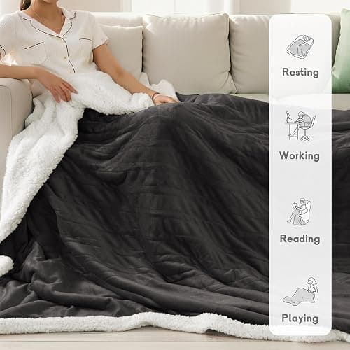 Minervada Heated Blanket Electric Blanket Full Size 72''x84'', Soft Flannel Heating Blanket with 1-10 Hour Auto Off - 6 Heat Settings - Machine Washable - Dark Grey thumbnail 6
