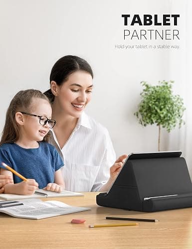 Lamicall Tablet Pillow Holder Stand - Tablet Pillow Soft Pad Dock for Lap, Bed and Desk with Pocket & 4 Viewing Angles, for iPad Pro 13, 11, 12.9, Air, Mini, Kindle, iPhone, 4-13" Devices, Black thumbnail 3