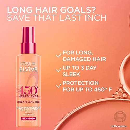 L'Oreal Paris Elvive Dream Lengths Heat Slayer Pre-Iron Spray Leave-In, 4.4 Ounce - sweet, floral, fruity - 4.4 Fl Oz (Pack of 1) thumbnail 6