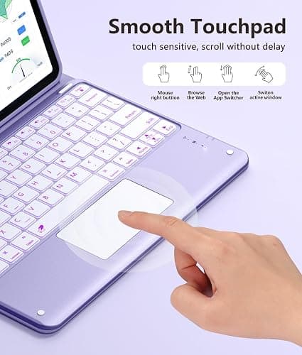 Harvopu for iPad Air 13 Inch (M4/M3/M2) & Pro 12.9 Case with Keyboard | Multi-Touch Trackpad, 7 Colors Backlit, Detachable Folio Keyboard Cover for iPad Air 13/ Pro 12.9 6th 5th 4th 3rd Gen, Purple thumbnail 5