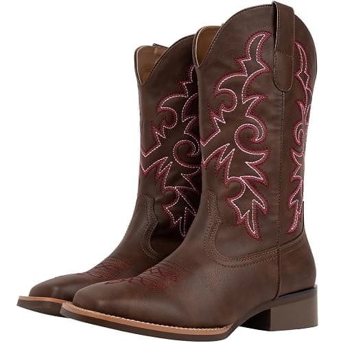 J's.o.l.e Western Wide Calf Cowboy Boots Women Wide Width Square Toe Cowgirl Boots Embroidered Riding Black Brown Boot thumbnail 6