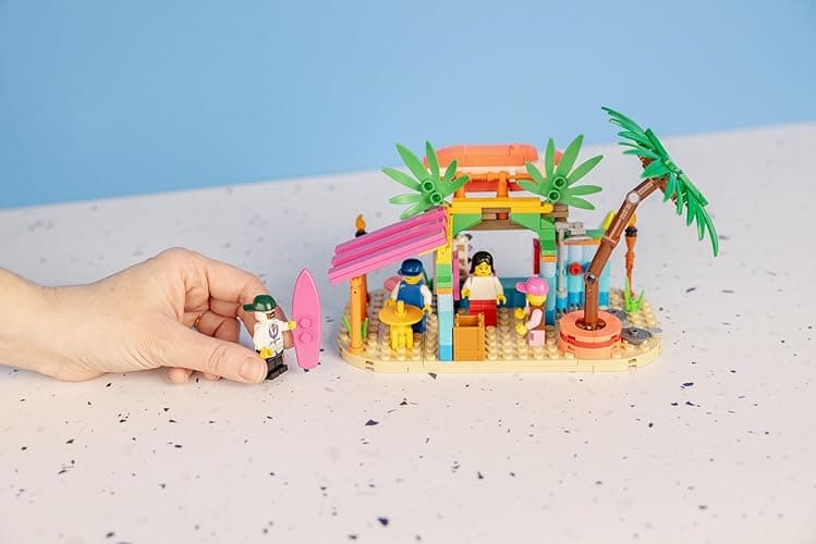 Brick Loot Mini City Beach Surf Shop Building Set – 248 Pieces Surfing Adventure Kit with Surfboards, Lifeguard Tower, and Accessories – Compatible with Lego, Creative Play for Kids Ages 6+ thumbnail 3