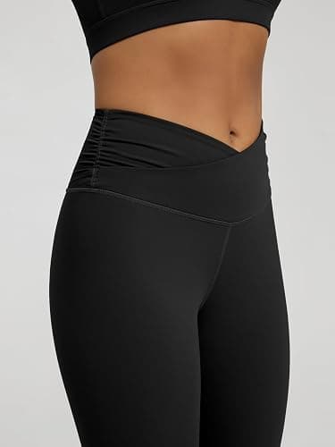 ODODOS Women's Cross Waist Yoga Leggings with Inner Pocket, 23"/25"/28" Gathered Crossover Workout Yoga Pants thumbnail 5