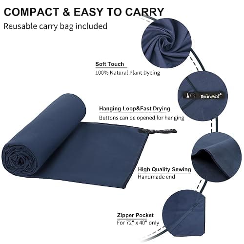 Rainleaf Microfiber Towel Perfect Travel & Gym & Camping Towel. Quick Dry - Super Absorbent - Ultra Compact - Lightweight. Suitable for Trip, Beach, Shower, Backpacking, Pool thumbnail 3