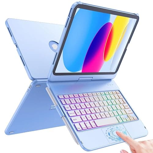 FUWANG Touch Keyboard Case for iPad (A16) 11th Generation 11 inch 2025&10th Gen 10.9 inch 2022, 360° Rotate for iPad 10th Generation Case with Keyboard, Backlit Keyboard Case with Pencil Holder, Blue - Image 1