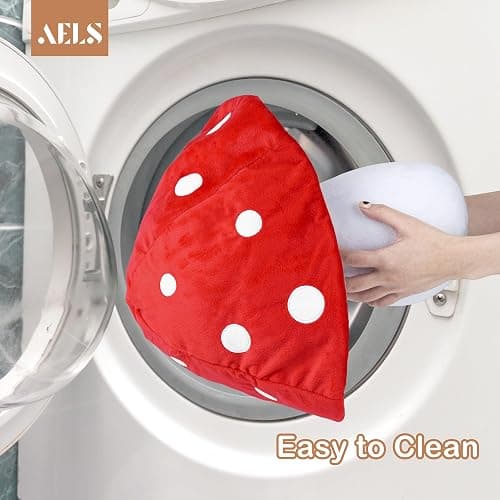 AELS 15.35 Inches Mushroom Pillow, Cute 3D Polka Dot Mushroom Plush, Decorative Throw Pillow for Mushroom Lover Sofa Couch Living Room Bedroom Nursery Decor, Red thumbnail 6