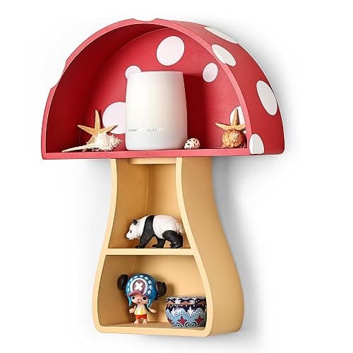 Fungi Fun Floating Mushroom Shelf, Fun & Whimsical Wall Decor for Nursery, Bedroom, Kitchen & Bathroom, Unique Wall Shelves for Living Room - Adorable Mushroom Stuff & Room Decor, Ideal for Gifts thumbnail 8
