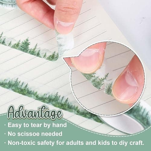 Whaline 12 Rolls Forest Washi Tape Greenery Washi Tape 6 Designs Assorted Nature Green Tree Masking Decorative Tape for Scrapbook Journal DIY Art Craft Gift Wrapping Supplies thumbnail 3