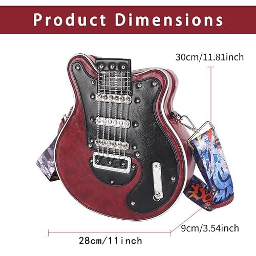 Nenkarn Guitar Purse, Men and Women Guitar Shaped Crossbody Shoulder Bag, Novelty Crossbody Bag for Women with Adjustable Shoulder Strap thumbnail 2