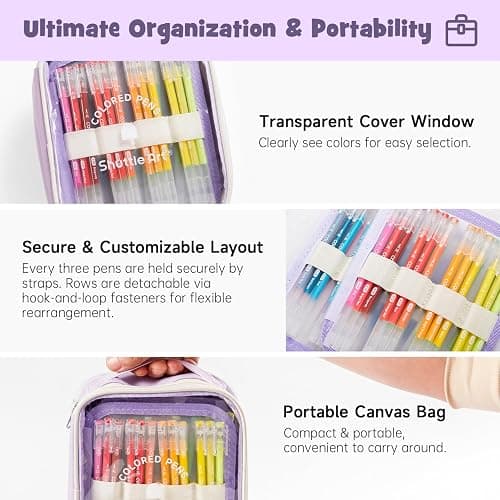 Shuttle Art Colored Pens, 72 Vibrant Colors Cute Journal Pens 0.6mm Fine Point Colored Gel Pens for Black Paper in Portable Bag for Coloring Writing Drawing Journaling Note Taking School Office Home thumbnail 8