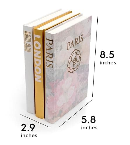 Decorative Books for Home - Shelf Decor Accents - Set of 3 - Modern Hardcover Book Stack - Matte Gold Coffee & Entry Table Decoration - Contemporary Display - Fashion Designer Dresser Aestethics thumbnail 2
