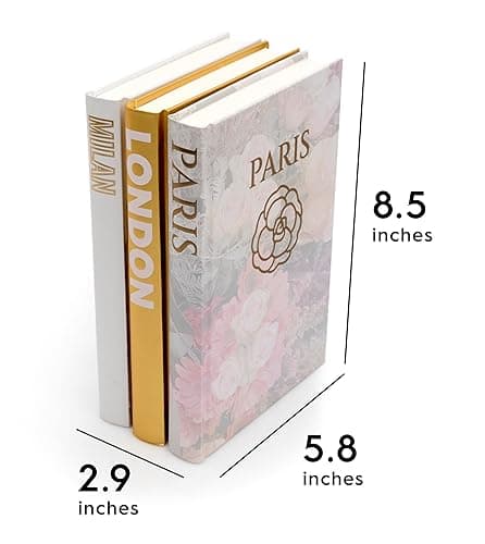 Decorative Books for Home - Shelf Decor Accents - Set of 3 - Modern Hardcover Book Stack - Matte Gold Coffee & Entry Table Decoration - Contemporary Display - Fashion Designer Dresser Aestethics thumbnail 2