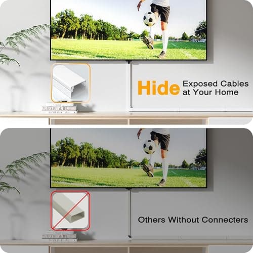 Delamu Cord Hider, 157in Wire Covers for Cords on Wall, Premium Cable Hider Cord Covers for Wires, Cable Management Wire Hiders for TV, Cable Raceway Kit, W0.95 H0.55in, White thumbnail 6