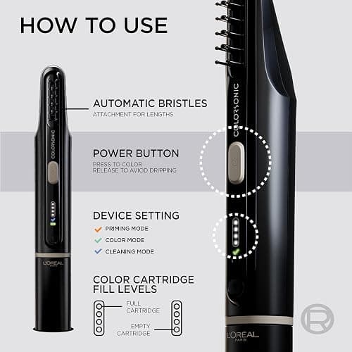 L'Oreal Paris Colorsonic Permanent Hair Dye Coloring Device for Root Touch Up, All Over Color, and Gray Coverage, Mistake-Free Application (Hair Color Cartridge Sold Separately) thumbnail 8