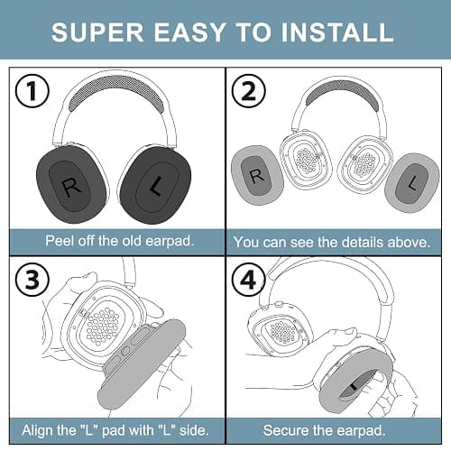 SOPROM Ear Cushions for Airpod Max Over-Ear Headphones Replacement Earpads Covers Cups Pads with Durable Mesh Fabric, Softer Foam and Magnet-Silver thumbnail 7