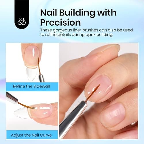 Beetles Nail Art Pens Brushes, 5pcs Nail Art Liner Brushes Set Painting | Nail Dotting Drawing Tool Metal Handle for Long Lines, Details, Fine Sizes 7/11/15/20/25mm Gift for Women thumbnail 7