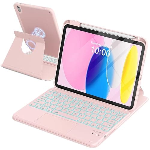 ZYNTHRALIX for iPad 11th (A16)/10th Gen Case Keyboard, Portrait/Tablet Mode | Detachable Magnetic Protective Case, Wireless Keyboard with Smart Trackpad, 7-Color Backlit, Landscape/Portrait, Pink - Image 1