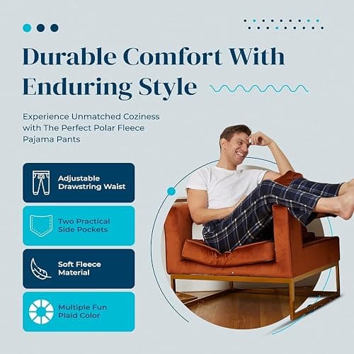 Mens buffalo red fleece pj pants w/ pockets  thumbnail 3