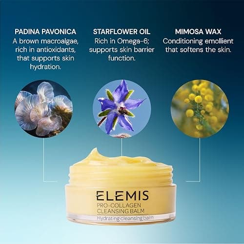 ELEMIS Pro-Collagen Cleansing Balm Makeup Remover, Hydrating Facial Cleanser, Oil Cleanser, Oil Makeup Remover, Deep Cleanse | 3-in-1 luxury facial cleanser and makeup remover. Oil cleanser for a deep cleanse. Ideal for sensitive, dry and delicate skin thumbnail 5