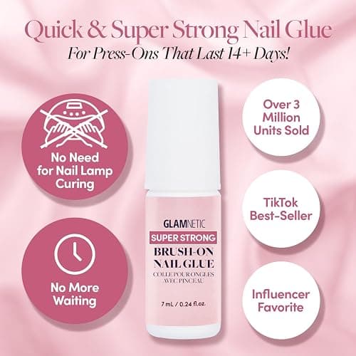 Glamnetic Super Strong Brush On Nail Glue | Brush Tip Applicator, Mess Free, Travel Friendly, Vegan | Durable & Long-Lasting | .24 fl. oz. thumbnail 4