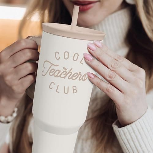 Teacher Appreciation Gift for Women – Stainless Steel Insulated Tumbler with Handle - Teachers Travel Coffee Mug Cup for Women Back to School Birthday Christmas, 40oz thumbnail 7