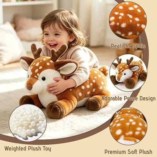JUSTQUNSEEN Sika Deer Weighted Stuffed Animals for Adults and Kids Soft Huggable Plush Weighted Toys Large Cuddle Plush Pillow Birthday Gifts for Boys and Girls (Deer) thumbnail 2