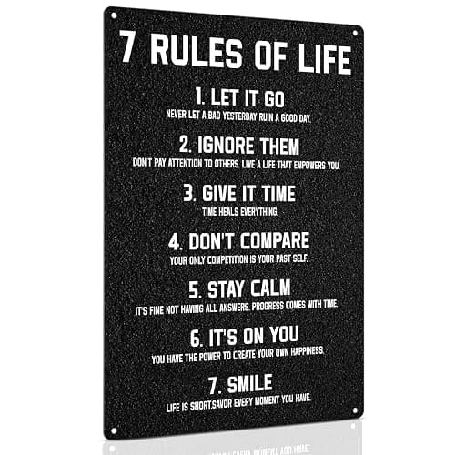 ALKB Inspirational Wall Sign 8x12", 7 Rules of Life Motivational Decor | Perfect Wall Decor for Home, Office, Teen Boys Bedroom, Classroom & Gym - Image 1