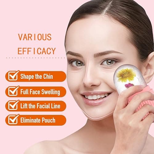 XHJRI Ice Cube Roller Massager for Face, Eyes and Neck Naturally Conditioning and Skin Care,De-Puff Eye Bags,Reduce Migraine Pain,Reusable Massage Silicone Ice Mold (Pink) thumbnail 4