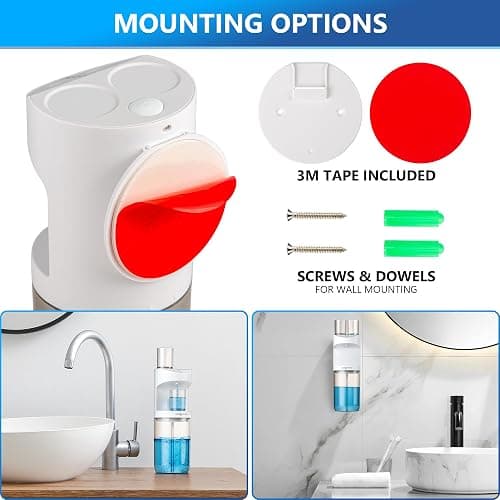ZOFGENOW Automatic Mouthwash Dispenser for Bathroom,Bathroom Accessories 19.4 Fl Oz Dispensers with Magnetic Cups,Wall Mounted Dispenser,Suitable for All Age Groups,White thumbnail 6