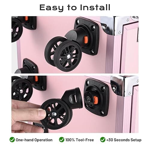 BYOOTIQUE Pink Rolling Manicure Table with Storage Protable Nail Station Kit with Makeup Train Case Cosmetic Organizer for Beauty Salon Barbershop Manicurist thumbnail 4