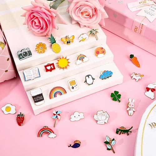 DTOFOOT 36 PCS Cute Enamel Pins Bulk Mixed Cartoon Enamel Brooches Set Funny Animal Plant Brooch Button Pins for Backpack Bags Hat Jacket Gifts thumbnail 6