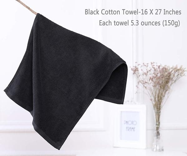 PERFEHAIR Black Salon Towels (2-Pack, 16 X 27 Inches)-Barber Hand Cotton Towel for Gym, Bath, Spa, Shaving, Shampoo thumbnail 6