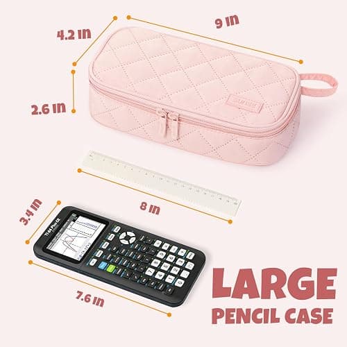 SUNEE Cute Pencil Case, Large Capacity Pencil Pouch Aesthetic Zipper Pencil Bag, Big Storage Pen Organizer for Stationery, Soft Quilted Pencil Box Back to School Supplies for Teen Girls Boys,Soft Pink thumbnail 6